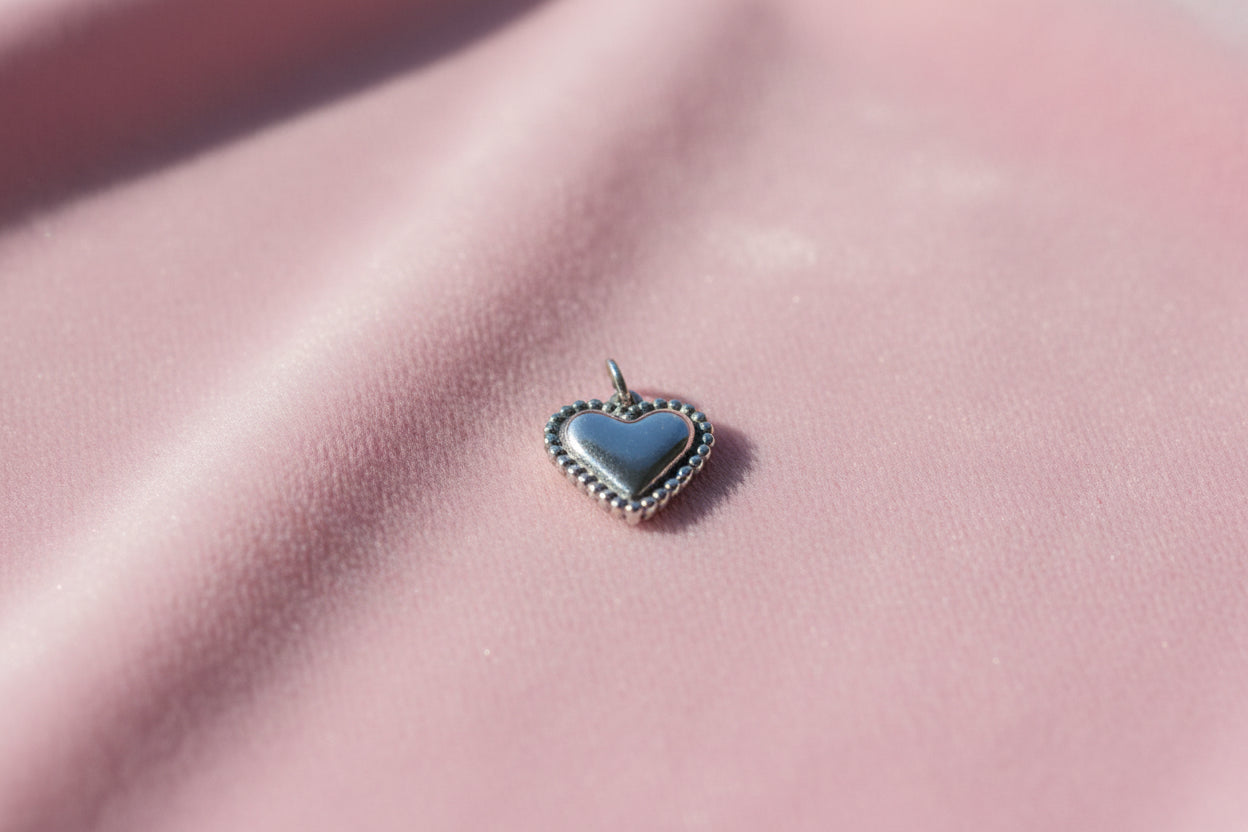 Beaded Trim Heart Charm
