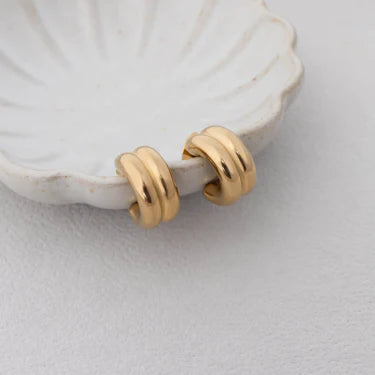Double Hoop Stud Huggie Earring