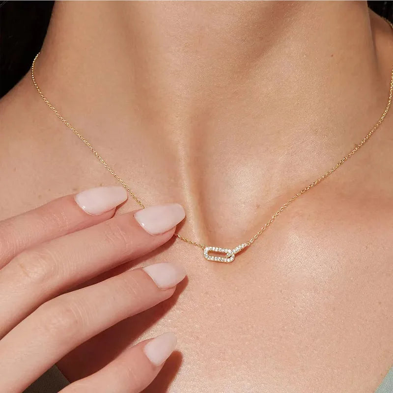 Pave Paperclip Necklace