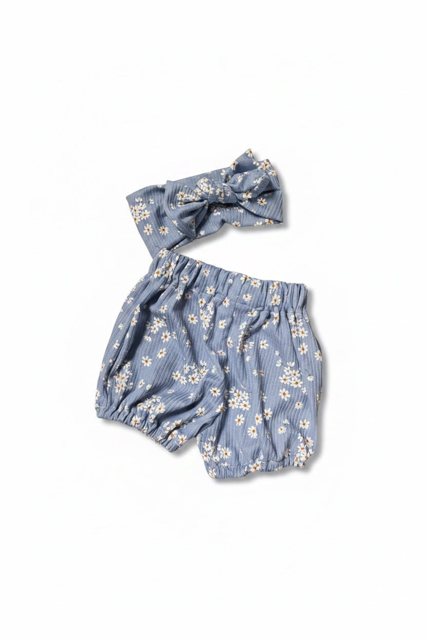 Blue Daisy Bloomer & Headband Set