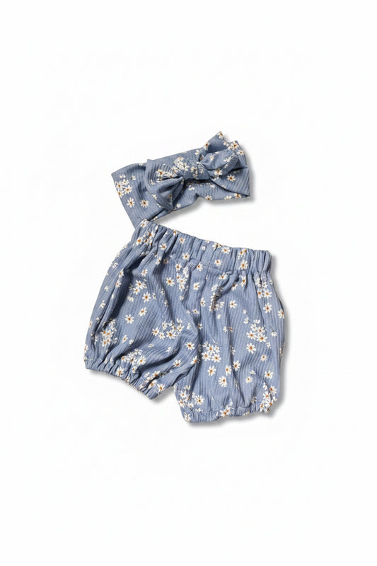 Blue Daisy Bloomer & Headband Set
