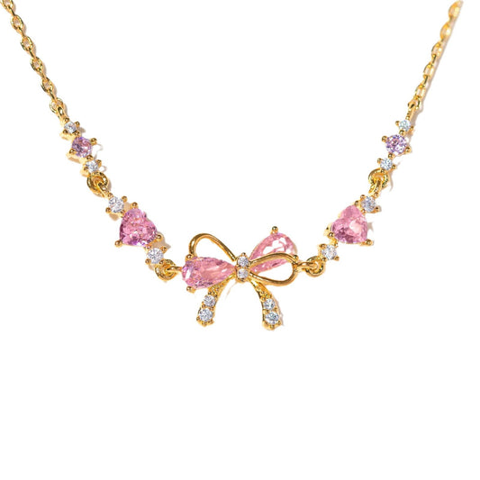 Sweet Pink Bow with Hearts Bracelet