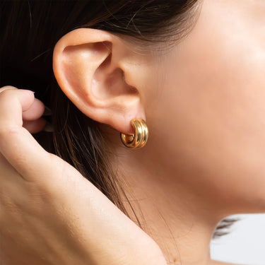 Double Hoop Stud Huggie Earring