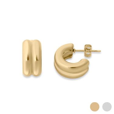 Double Hoop Stud Huggie Earring