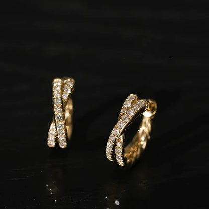 Double Row Diamond Hoop Earring