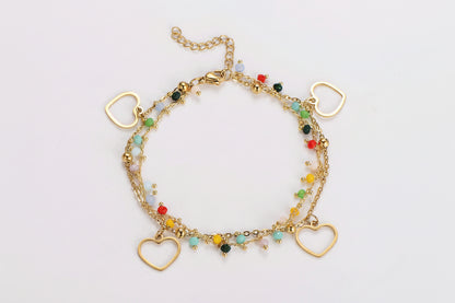 Color Beads with Hearts Bracelet