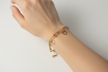 Color Beads with Hearts Bracelet