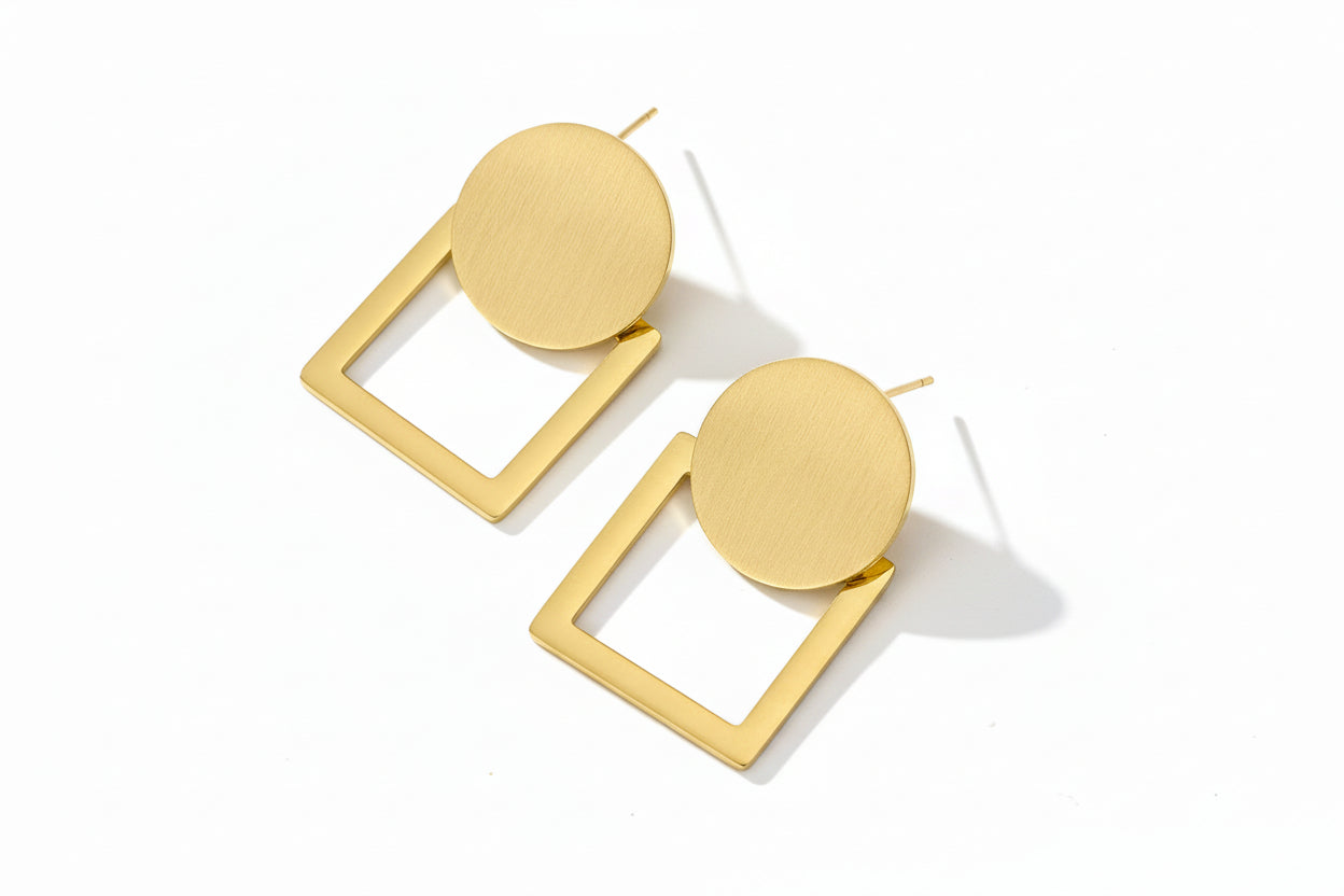 Round Square Earrings