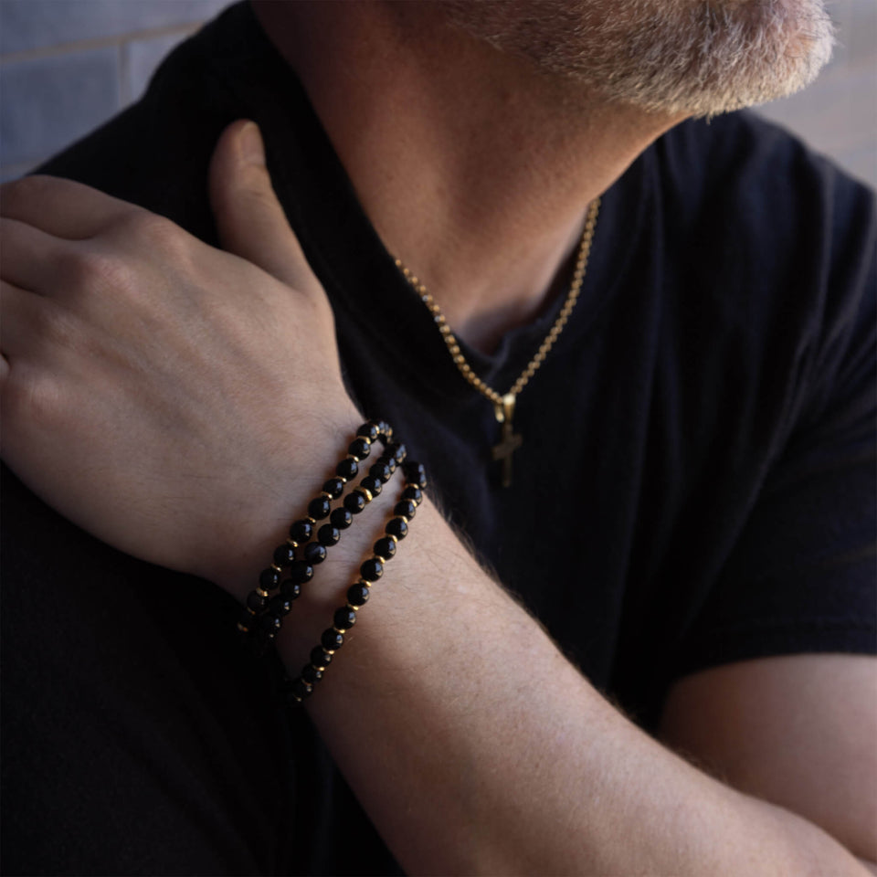 Agate Bead Men Bracelet