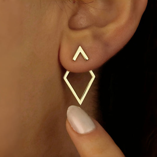 Diamond V-Shape Double Layer Earring