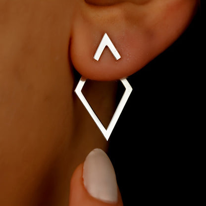 Diamond V-Shape Double Layer Earring