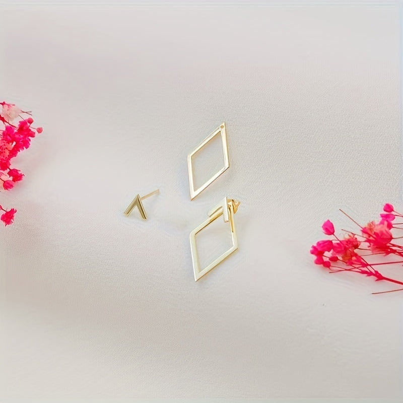 Diamond V-Shape Double Layer Earring