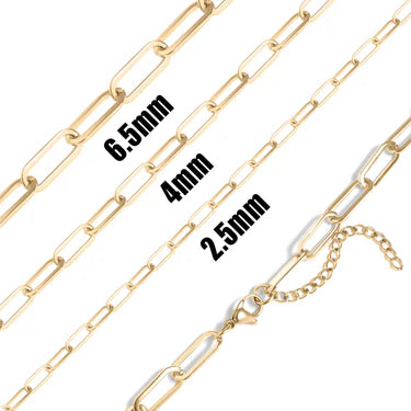 Paperclip Chain Necklace 18K Gold Plated Steel