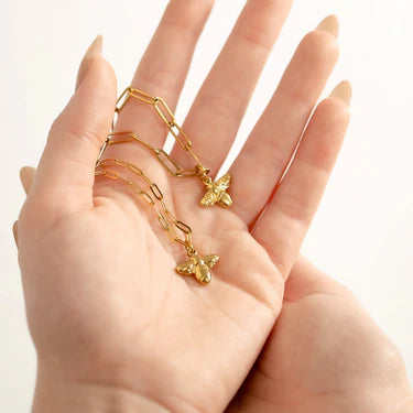 Paperclip Chain Necklace 18K Gold Plated Steel