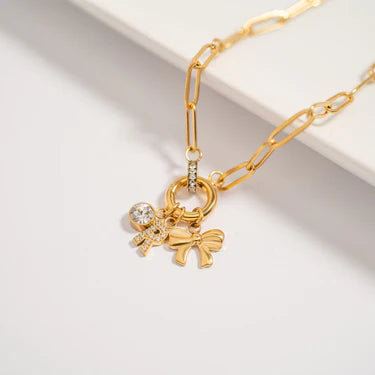 Paperclip Necklace with Rhinestone Carabiner