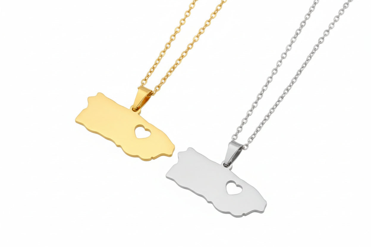 Puerto Rico Map Necklace